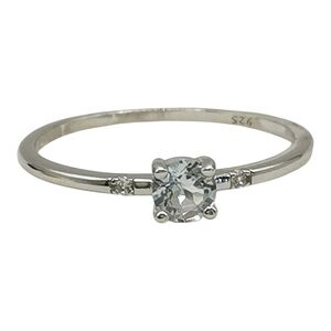 Sky Blue Topaz Diamond Stacking Ring Sterling Silver Size 7 🆕